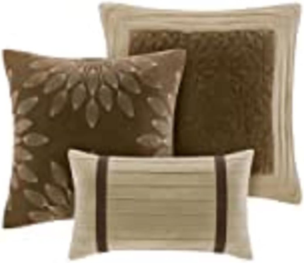 Palmer Comforter Set-Luxury Faux Suede Design, Striped Accent, All Season Down Alternative Bedding