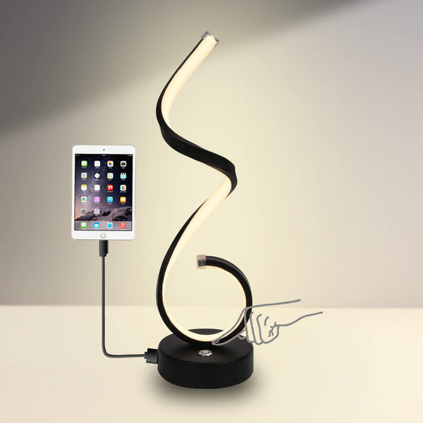 Modern Spiral LED Table Lamp, 22W Dimmable Touch Control Desk Lamp