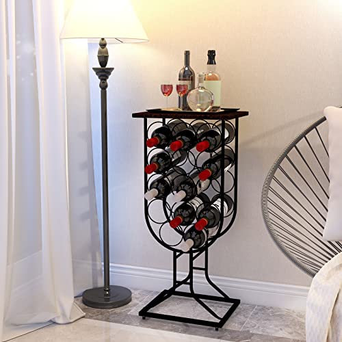 Wine Stand Rustic Style, Holds 14 Bottles of Wine Rack freestanding Floor