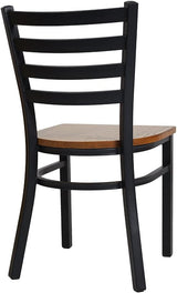 Black Metal Dining Chairs Fully Assembled with Solid Wood Seat