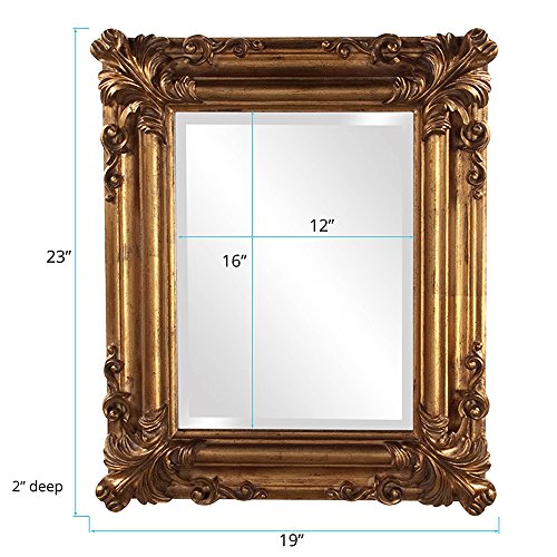 Hanging Rectangular Accent Rustic Antique Gold Wall Mounted Mirrors