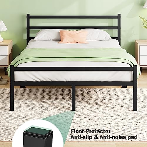 Queen Bed Frame with Headboard & Footboard, 14 Inch Sturdy Metal Platform Bed Frame Queen Size Mattress