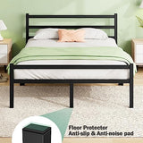 Queen Bed Frame with Headboard & Footboard, 14 Inch Sturdy Metal Platform Bed Frame Queen Size Mattress