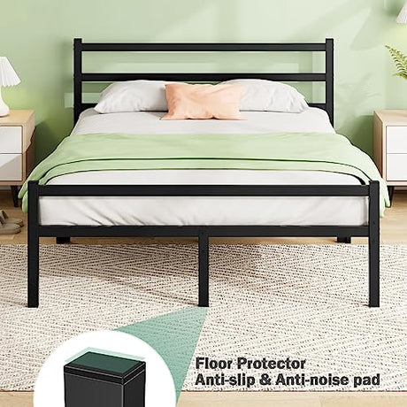 Queen Bed Frame with Headboard & Footboard, 14 Inch Sturdy Metal Platform Bed Frame Queen Size Mattress