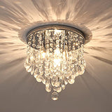 Crystal Chandelier Light, Mini Crystal Flush Mount Ceiling Light Fixture Silver Finish