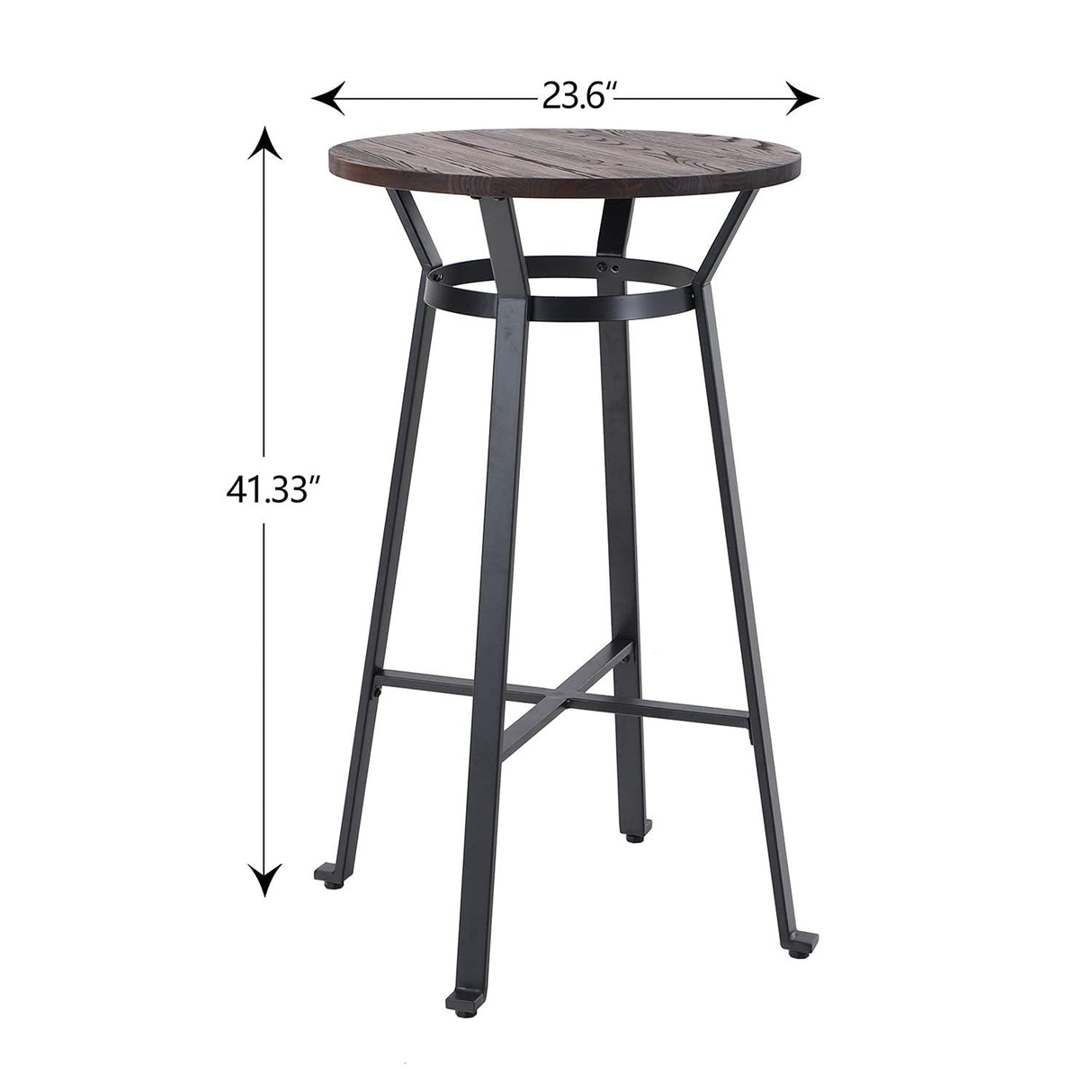 41" Metal Bar Table Round Wood Top Pub Table Bar Height Cocktail Table