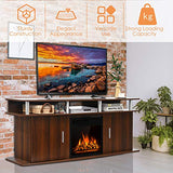 Fireplace TV Stand, Living Room Media Console Table w/1500W Electric Fireplace