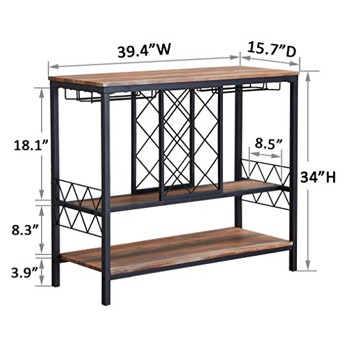 Industrial Wine Rack Table for Liquor and Glasses