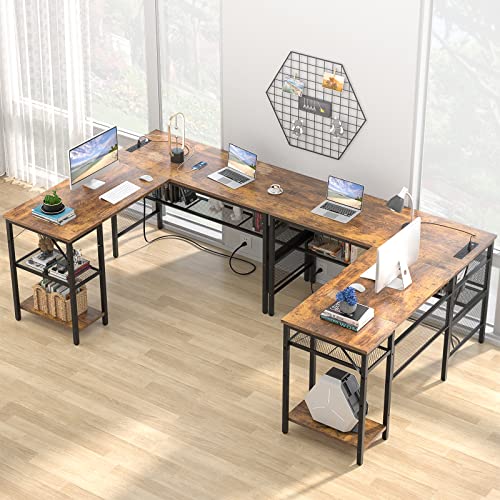 L Shaped Desk with USB Charging Port and Power Outlet