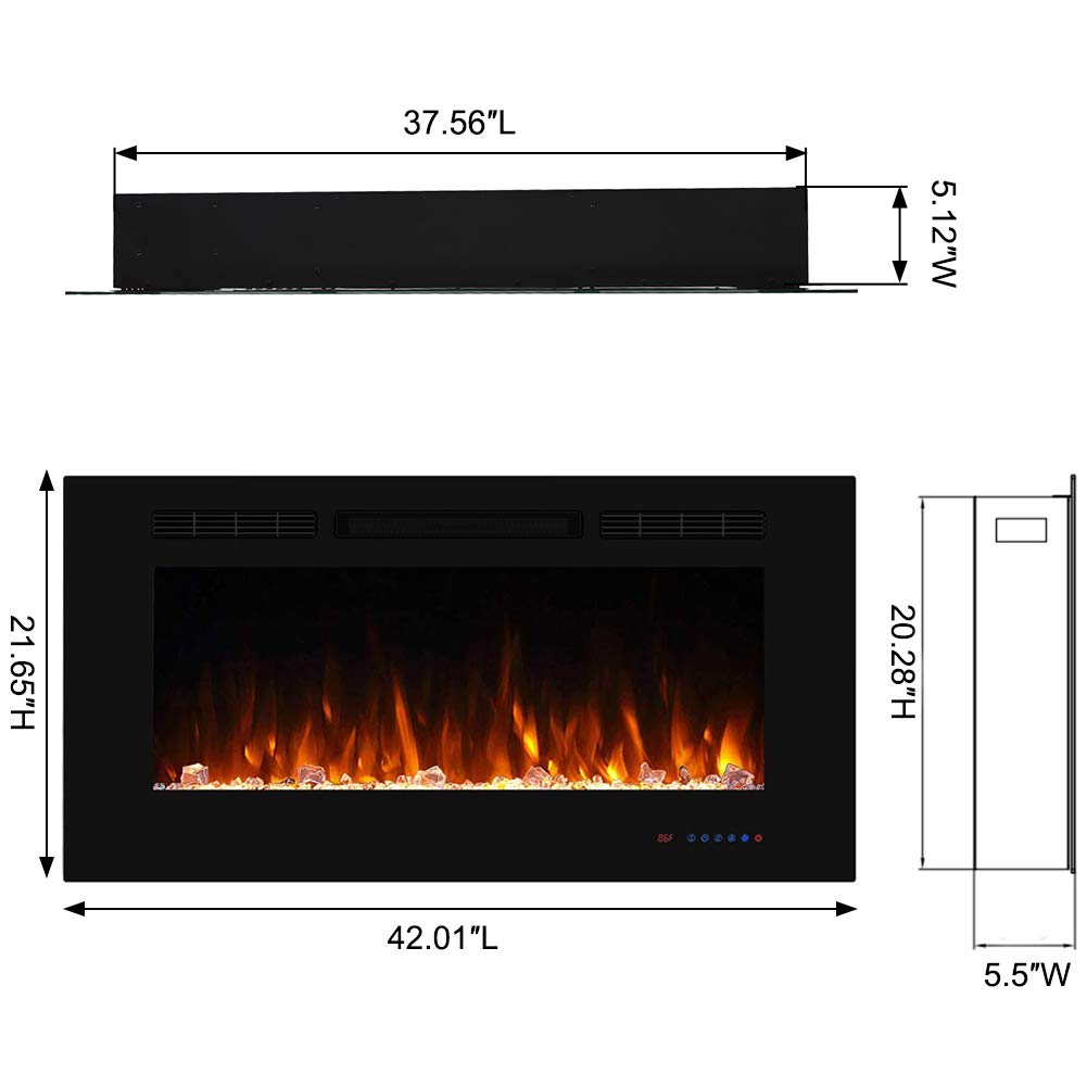 42" Recessed Electric Fireplace Insert 5 Flame Settings