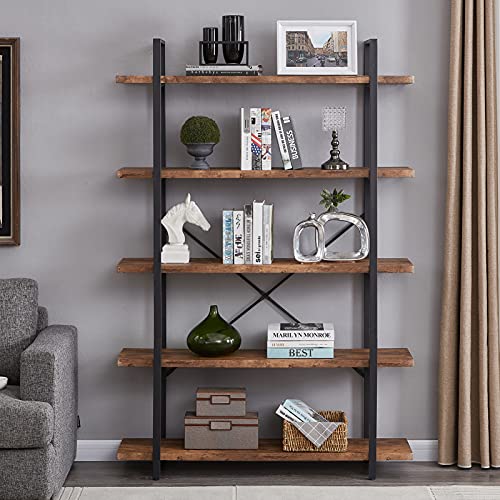 5-Shelf Industrial Bookshelf