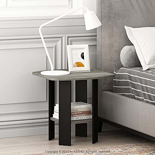 Simple Design End Table, 2-Pack, French Oak Grey/Black