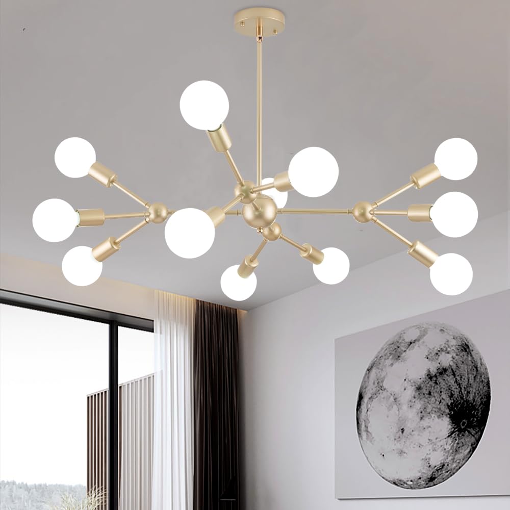 Modern Gold Sputnik Chandelier,12 Lights Metal Ceiling