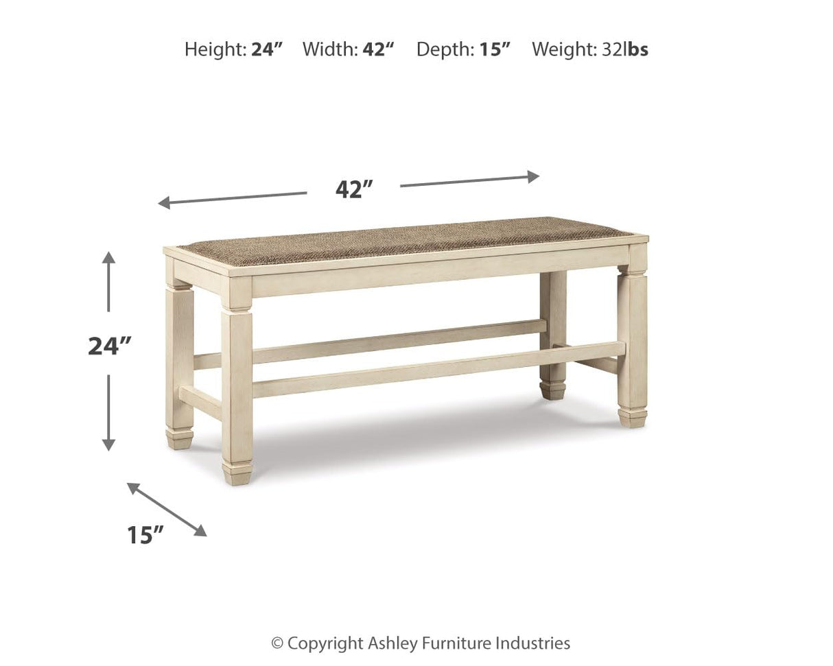 Bolanburg Counter Height Dining Room Upholstered Bench, Two-tone