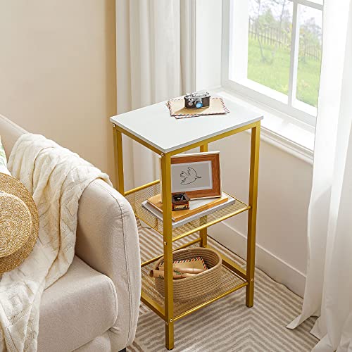 3-Tier End Telephone Table with Adjustable Mesh Shelves