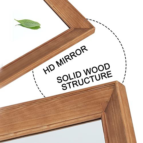 Full Length Mirror 65"x22" Floor Mirror with Standing Holder Solid Wood Frame Large Wall Mounted Mirror Hanging or Leaning Against Wall