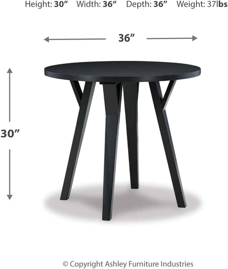 Otaska Mid Century Modern Round Dining Room Table, Black
