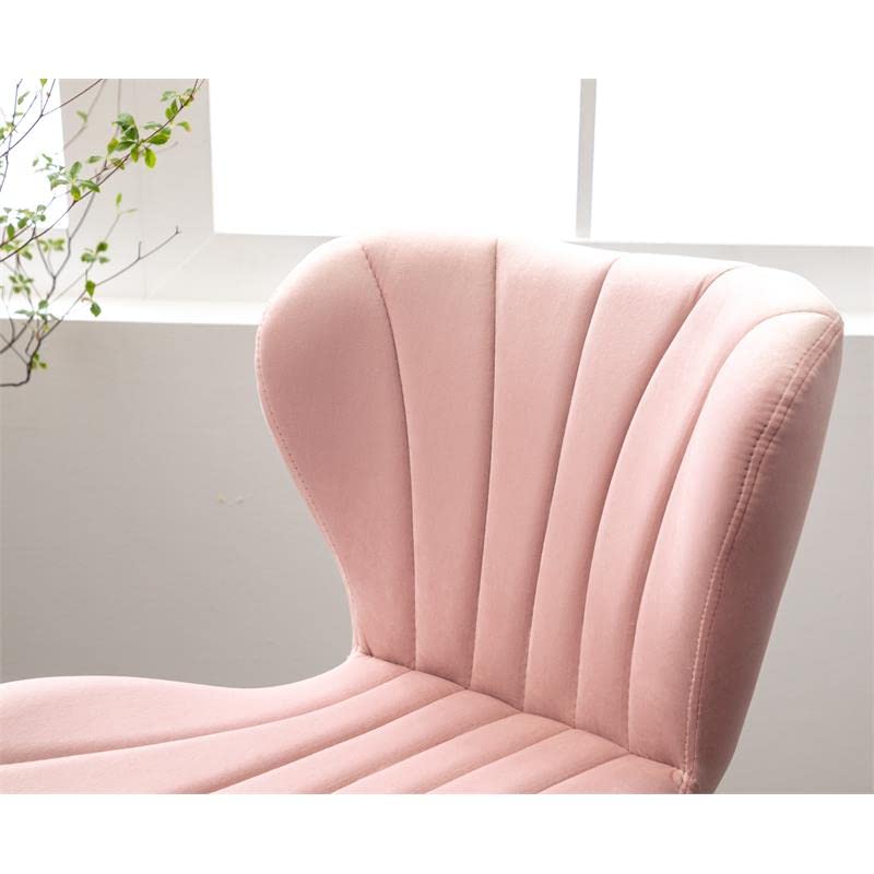 Ellston Velvet Adjustable Swivel Barstools in Pink, Set of 2