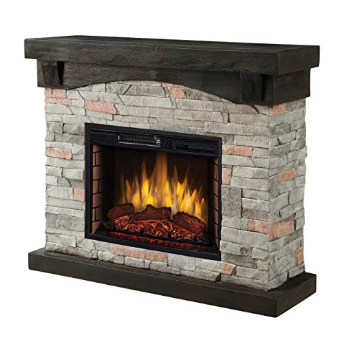 42" Sable Mills Grey Faux Stone Mantel Electric Fireplace
