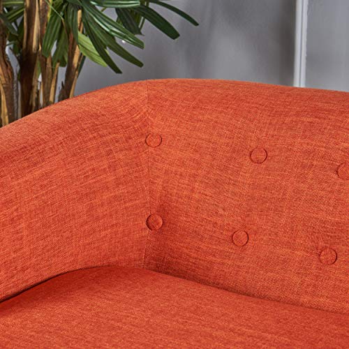 Bridie Mid-Century Modern Loveseat, Muted Orange Fabric