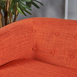 Bridie Mid-Century Modern Loveseat, Muted Orange Fabric