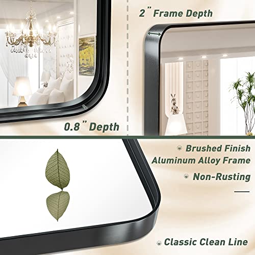 48 x 30 Inch Wall Mirror Black Bathroom Vanity Mirror
