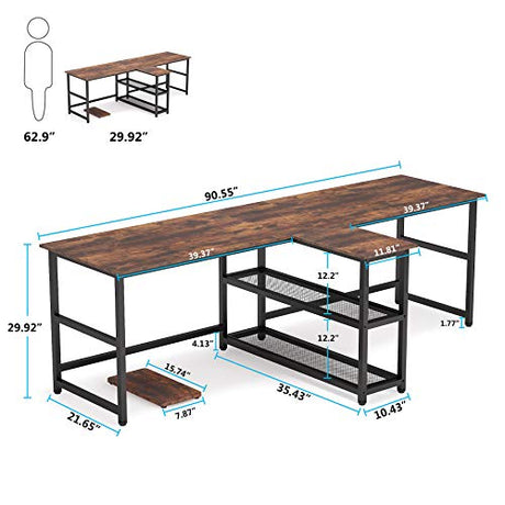 90.5 inch Computer Desk