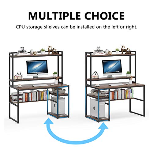 Computer Desk with Hutch and Shelves, 47 Inches Home Office Desk with Bookshelves