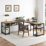 70 Inch Modern L-Shaped Desk with Bookcase