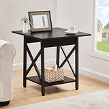 End Table 24'' Industrial Design Side Table with Storage Shelf for Living Room