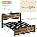 Platform Queen Bed Frame, Heavy Duty Queen Size Bed Frame with Headboard and Footboard