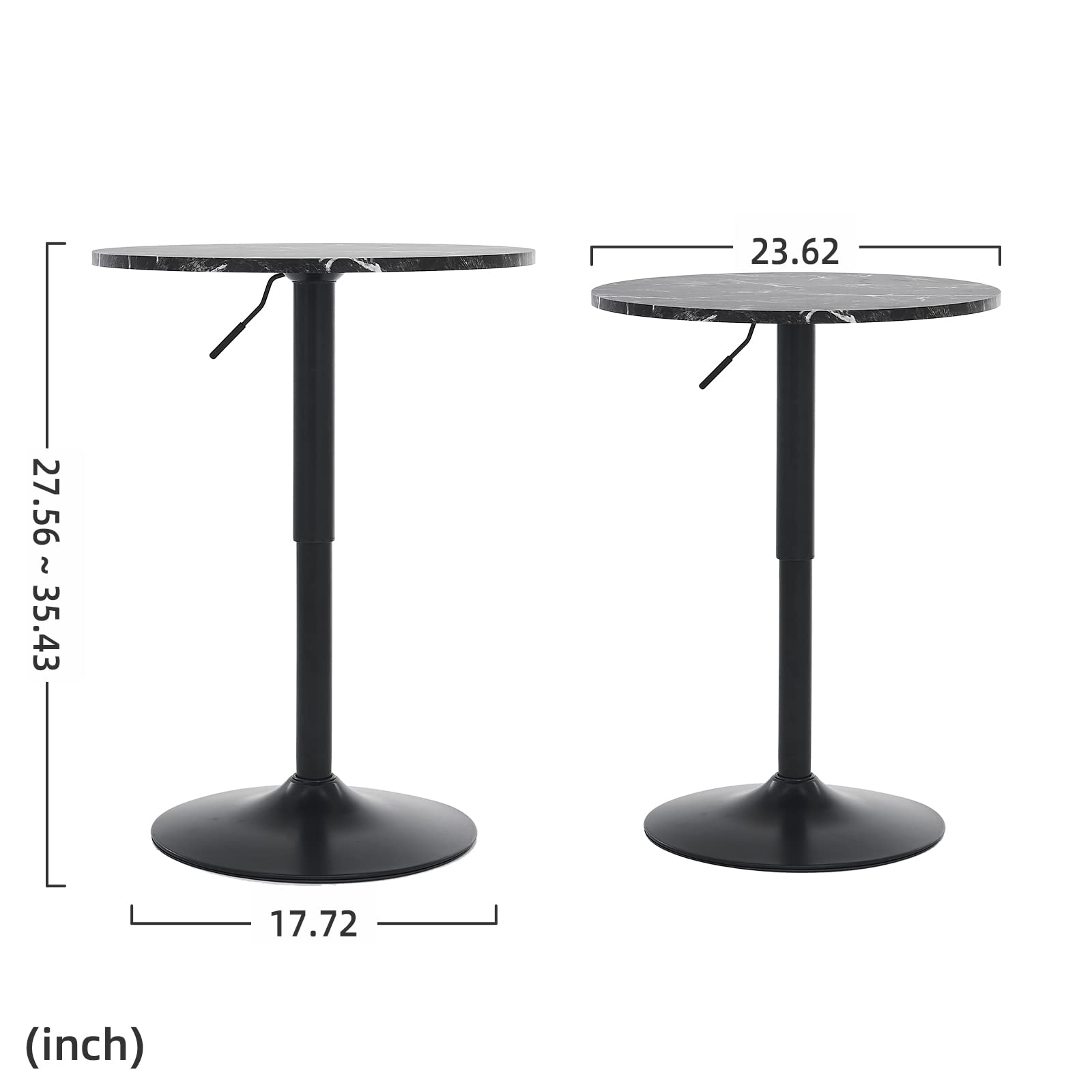 Round Bar Table, Adjustable Table, MDF Top with Black Metal Pole Support