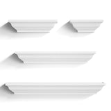 White Floating Shelves, 24 Inch Solid Wood Storage Wall Shelves Set of 4 Display