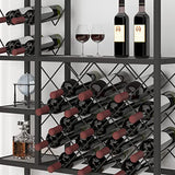 Industrial Wine Rack Freestanding Floor, Farmhouse Tall Coffee Bar Cabinet with Storage