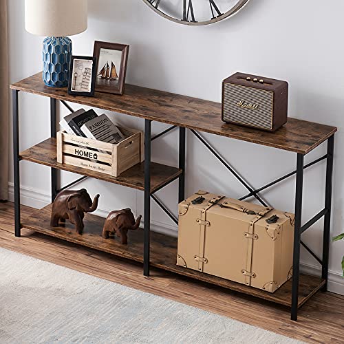 Console Table for Entryway, Rustic Long Sofa Table with Shelf