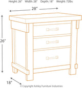 Brashland Farmhouse 3 Drawer Nightstand with Dovetail Construction