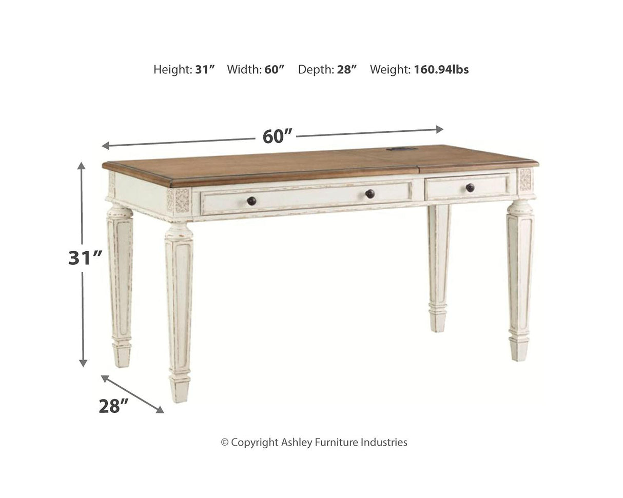 Signature Design by Ashley Realyn French Country 60" Home Office Lift Top Desk with USB Charging