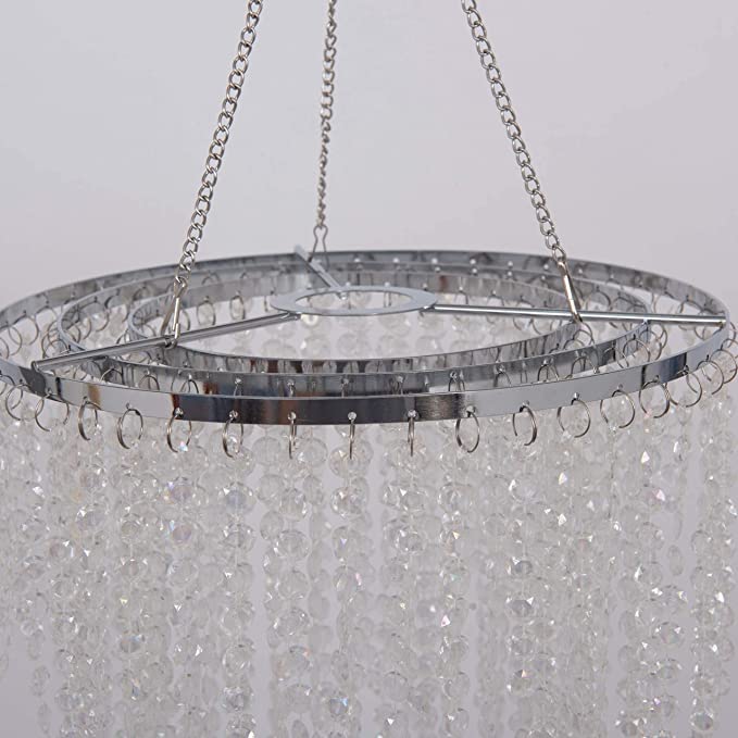 Modern Chrome Beaded Hanging Chandelier (W10.25 x H20”)