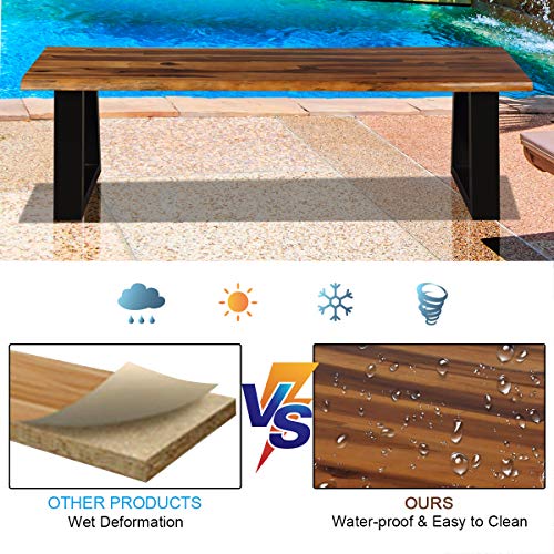 Wooden Dining Bench Seating Chair Rustic Indoor &Outdoor Furniture (Rustic Brown& Black)