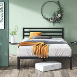 Mia Metal Platform Bed Frame with Headboard / Wood Slat Support