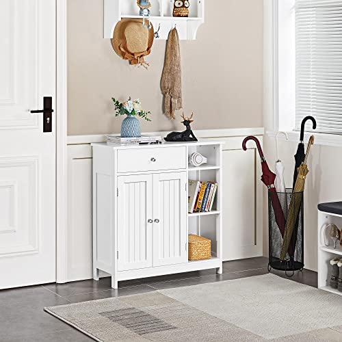 Large Bathroom Floor Cabinet, Side Cabinet with Drawer & Adjustable Shelves