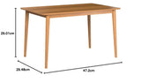 47 Inch Dining Table, Solid Wood Kitchen Desk, Natural Brown