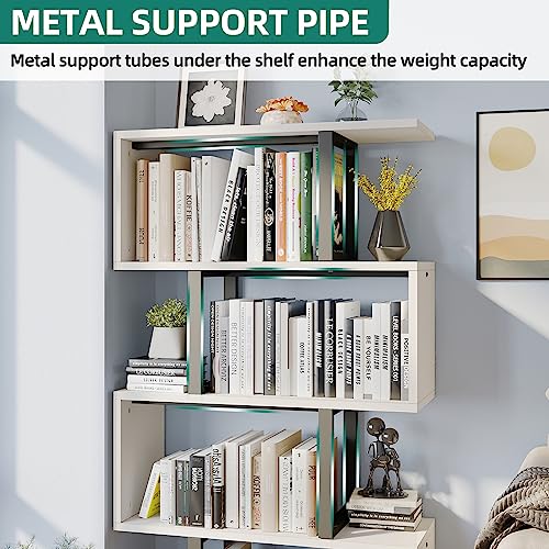 5-Tier Bookshelf, S-Shaped Z-Shelf Bookshelves and Bookcase,