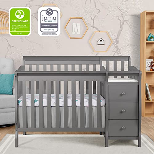 Jayden 4-in-1 Mini Convertible Crib And Changer in Storm Grey