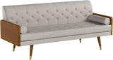 Knight Home Aidan Mid Century Modern Tufted Fabric Sofa, Beige