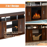 Fireplace TV Stand, Living Room Media Console Table w/1500W Electric Fireplace