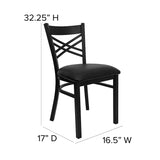 2 Pack HERCULES Series Black ''X'' Back Metal Restaurant Chair