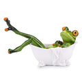 Creative Craft Resin Frog Figurine Decor, Lying in The Bathtub Frog Sculpture Statue