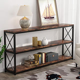 70.86 Inch Rustic Console Sofa Table with Open Shelf