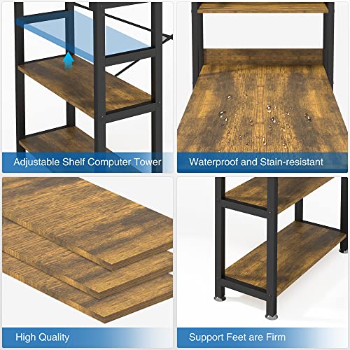 Computer Desk with 4 Tiers Shelves